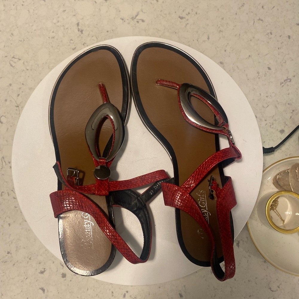 Red snake / silver elevated sandals - Picture 3 of 5